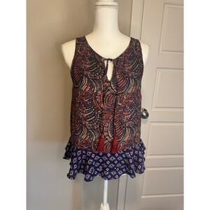 BRAEVE ANTHROPOLOGIE Size Medium Blouse Tank Top Blue Red